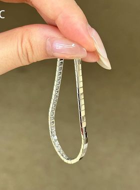 简约银色小方块手链古法金