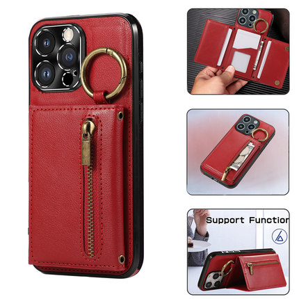 情侣兔适用于红米Note14pro手机套13新年红Turbo3插卡套11E折叠钱包10se指环扣9/8pro拉链包7小众13C简约10xp