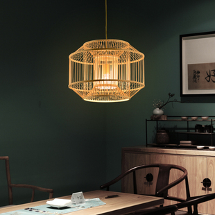 竹艺竹编灯笼吊灯 灯简约田园风格 新中式 餐厅茶室茶馆禅意民宿日式