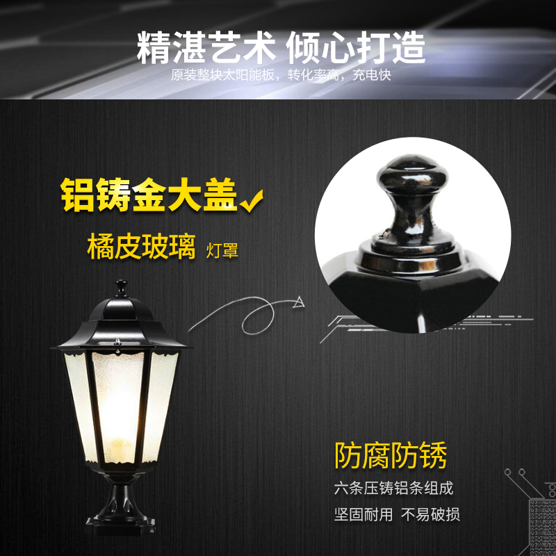 欧式户外小六角围墙灯柱头灯墙头灯室外防水复古景观庭院门柱灯具