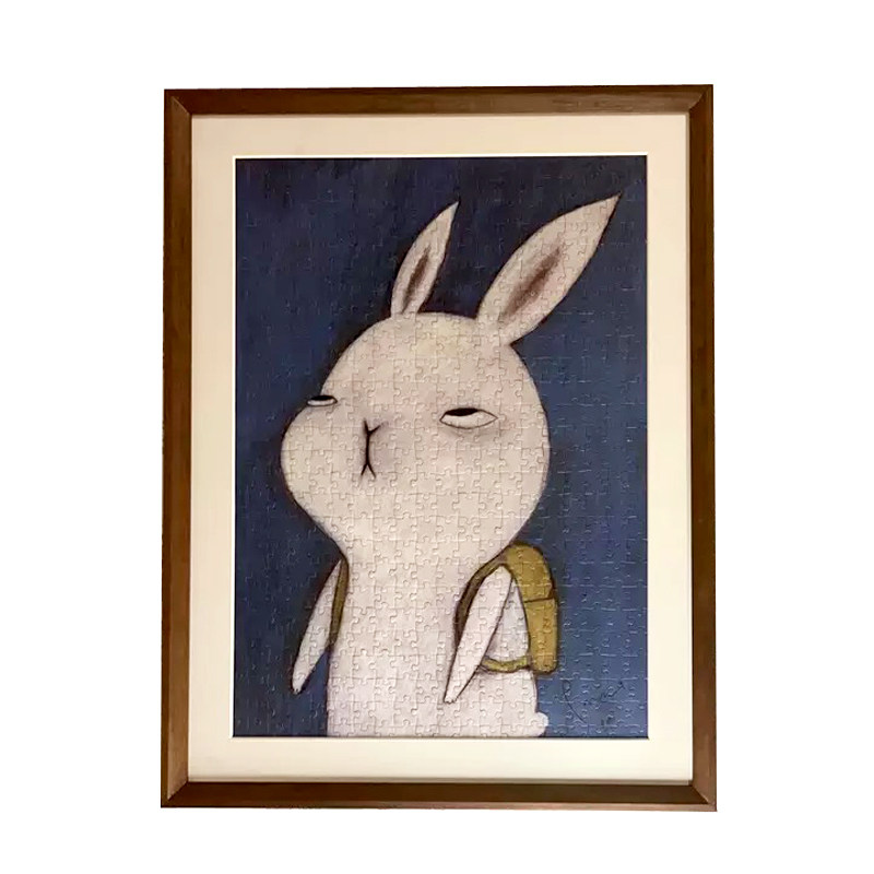 柚木相框定制胡桃木画框实木照片框架挂墙1000片拼图裱画框制作