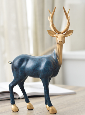 创意鹿摆件客厅家居酒柜电视柜玄关装饰品工艺品开业礼品招财桌面