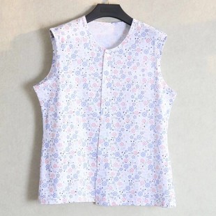 中老年纯棉女内衣老太太无袖开襟背心抹袖T恤 夏汗衫妈妈背心多色