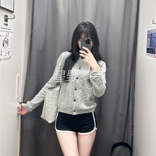 外套针织毛衣471612 纽花圆领针织开衫 仙女入 平替天花板秋冬女款