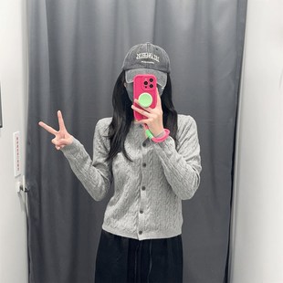 新款 百搭空调衫 纽花圆领针织开衫 外套休闲时尚 471612 长袖 初秋女装