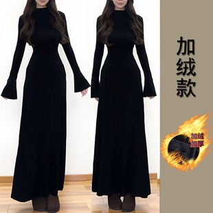 【350克棉加绒加厚】舒胡蕾茶香可颂半高领连衣裙时尚打底裙秋冬