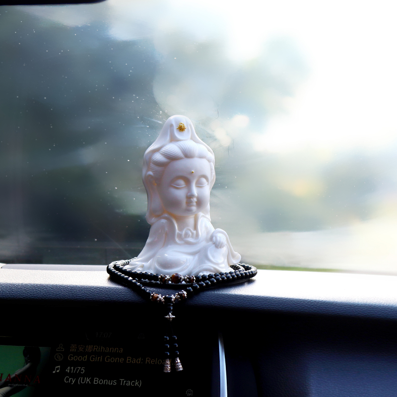 创意家居装饰品小摆件陶瓷新中式禅意观音菩萨佛像车载内饰品摆设