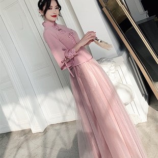 伴新娘礼服女装 中国风姐妹闺蜜团显瘦中式 2020长款 伴娘服秋冬新款