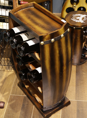 15瓶装欧式木桶红酒柜创意收纳红酒架摆件酒吧酒庄餐厅落地装饰品