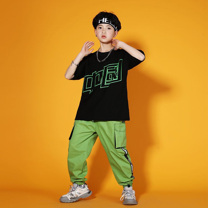 六一儿童表演服男童中国风街舞嘻哈套装女孩爵士舞演出服学生班服