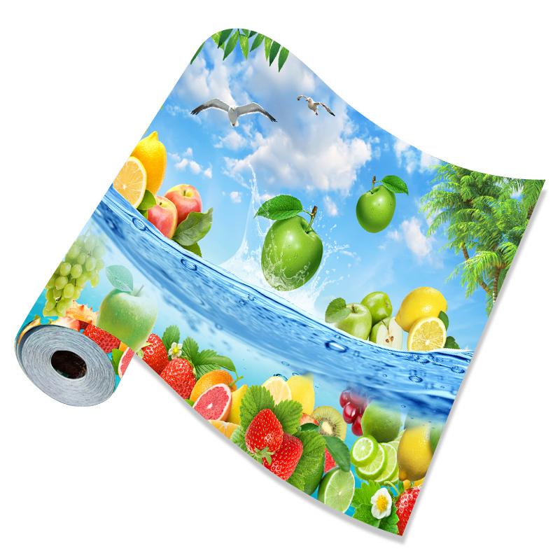 自粘壁纸果蔬生鲜水果店壁画贴纸餐厅装饰画3d立体厨房背景墙贴画