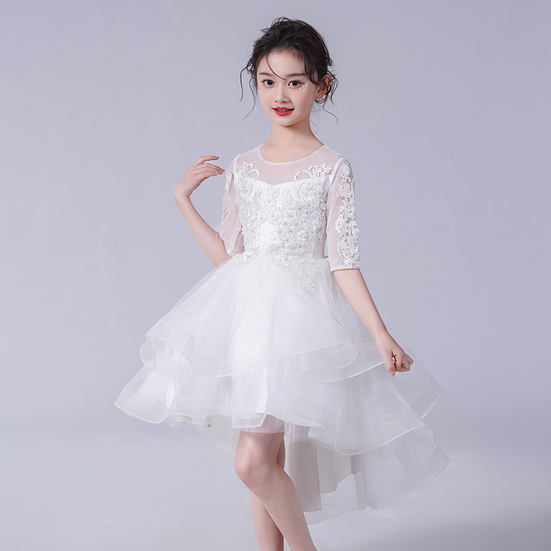 小主持人礼服女童轻奢小众高端儿童蓬蓬连衣裙花童婚礼小女孩拖尾
