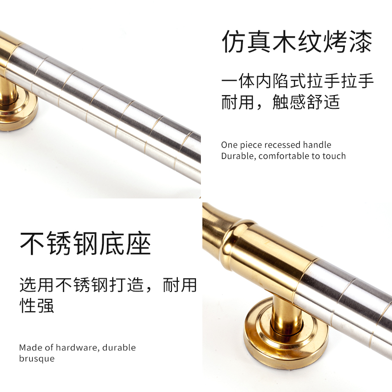 304不锈钢明装拉手双开木门简约把手加厚不锈钢大门木门金色拉手