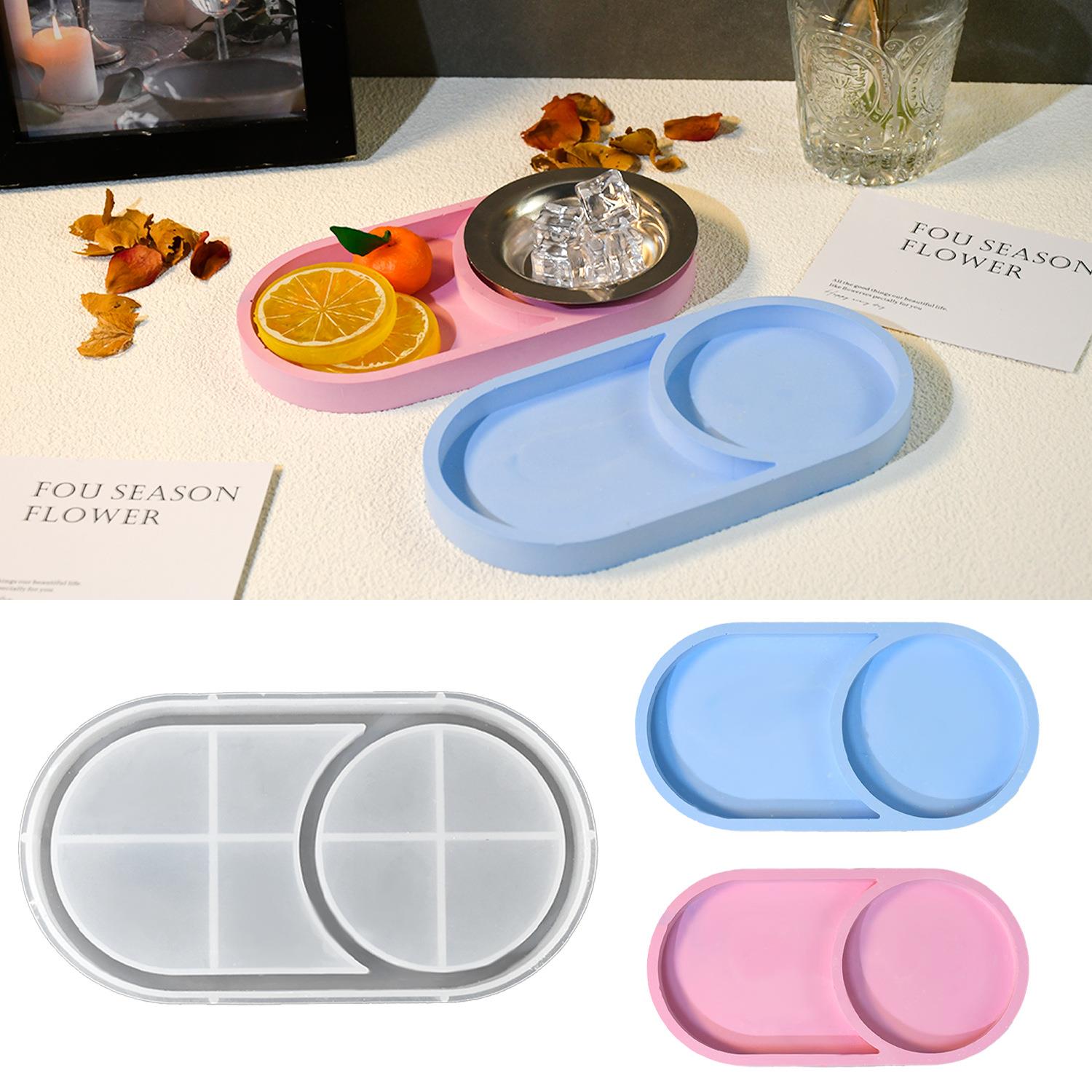 diy椭圆分界盘子圆形收纳盘滴胶模具新款多规格硅胶模具饰品图片