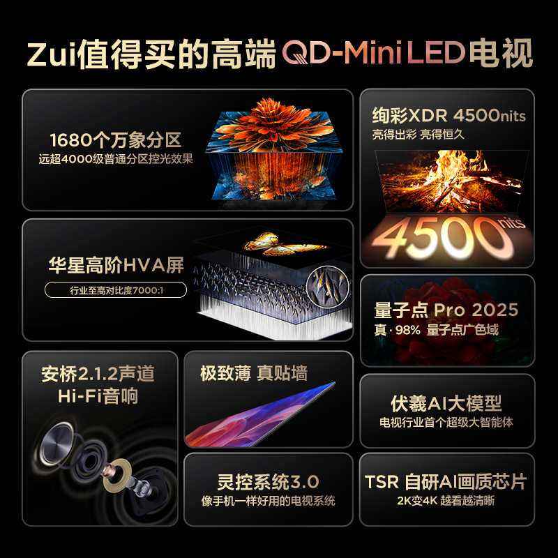 TCL电视 65Q9L 65英寸 QD-Mini LED 万象分区 平板电视政府补贴-X