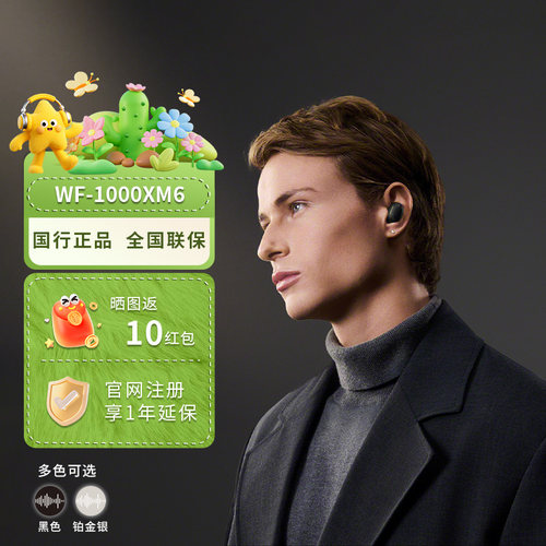 Sony/索尼 WF-1000XM6 双芯超旗舰降噪真无线耳机入耳式降噪豆