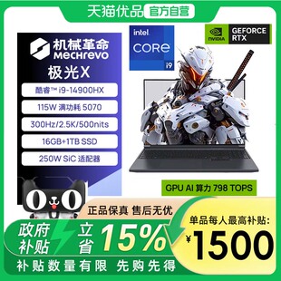 【最高补1500】机械革命 极光X 酷睿 i9-14900HX/16/32G 1T RTX5070 高性能学生办公设计游戏本笔记本电脑