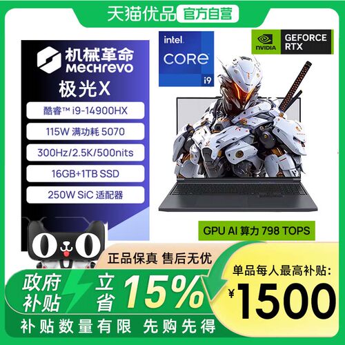 机械革命 极光X 潮玩版 酷睿i7HX 游戏本笔记本电脑 ( i7-14650/13700HX 16/32G 1T RTX5060/5070)