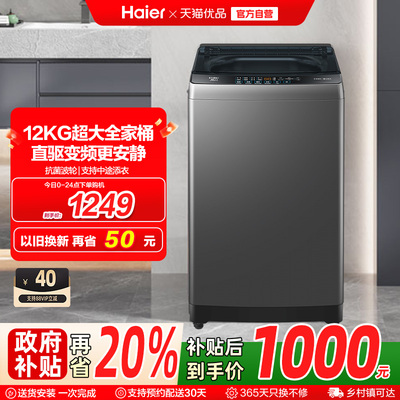 海尔波轮洗衣机12kg家用全自动超大容量抗菌除螨B53mate1