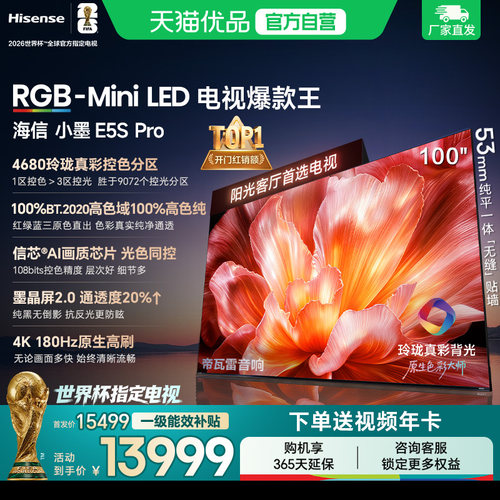 海信电视小墨100E5S Pro RGB-MiniLED玲珑真彩 墨晶屏E5Q PRO升级