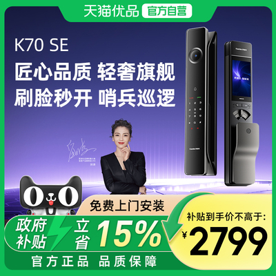 凯迪仕传奇大师K70SE人脸猫眼密码家用防盗入户门指纹智能门锁