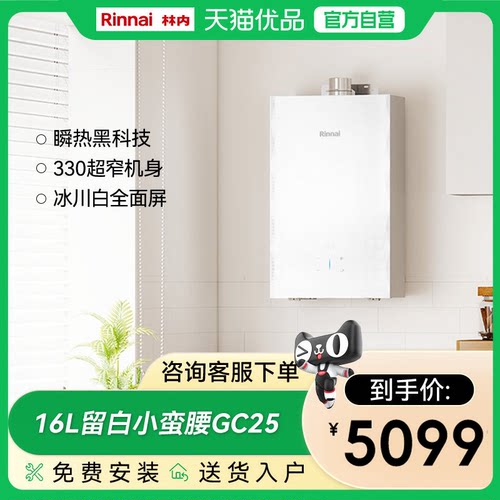 【留白】林内燃气热水器玻璃面板家用恒温天然气JSQ31-GC25