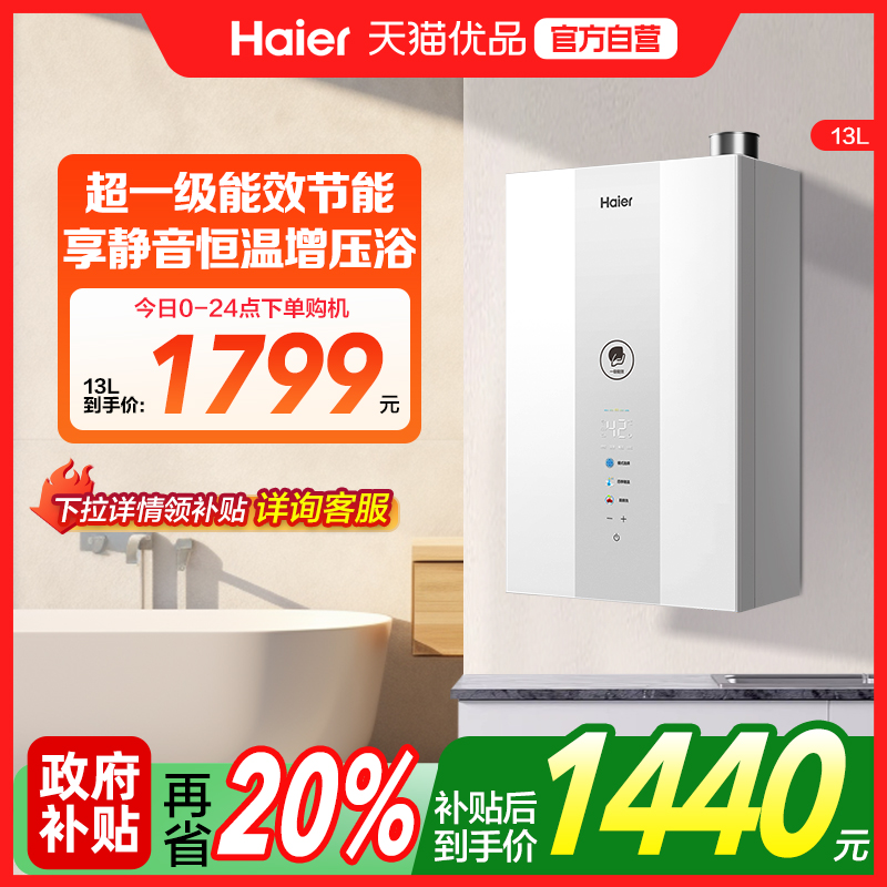ڲJSLQ22-13E7DU1 13Lѩ Ȼ Haier/ JSLQ22-13E7DU1һЧȼˮˮŷѹˮ1439.2Ԫ
