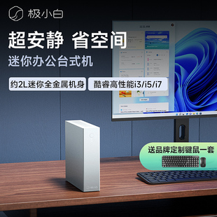 极夜/极小白TJX-1 迷你办公台式机主机电脑小微型PC安静高性能商用家用全铝全套整机