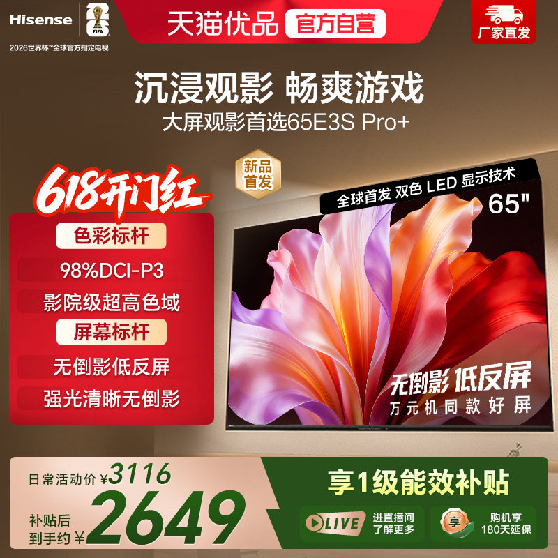 海信电视E3S Pro+ 65英寸 万元级高色域抗反光 E3QHPro升级版