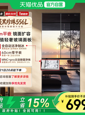 美菱黑珍珠556L零嵌超薄法式风冷无霜制冰电冰箱BCD-556WFPU9BIZX