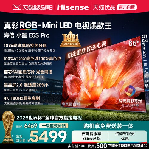 海信电视小墨65E5S Pro RGB-MiniLED玲珑真彩 墨晶屏E5Q PRO升级