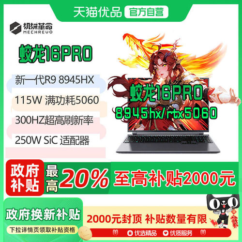 （MECHREVO）机械革命蛟龙16Pro 16寸苍岩灰R9-8945HX+RTX5060+16GB/1TB+300HZ+2.5k电竞游戏本电脑