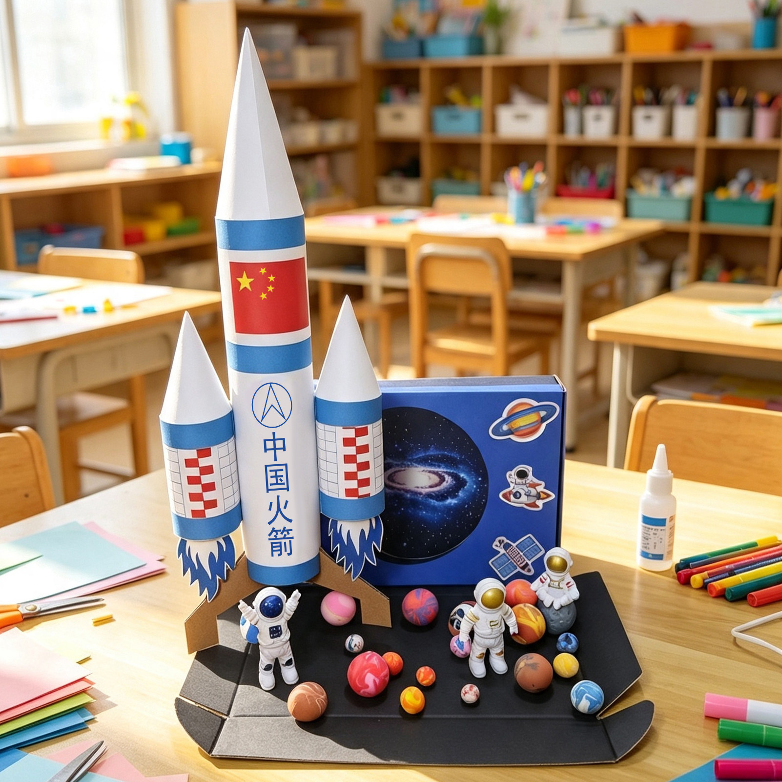 国庆节手工火箭科技小制作