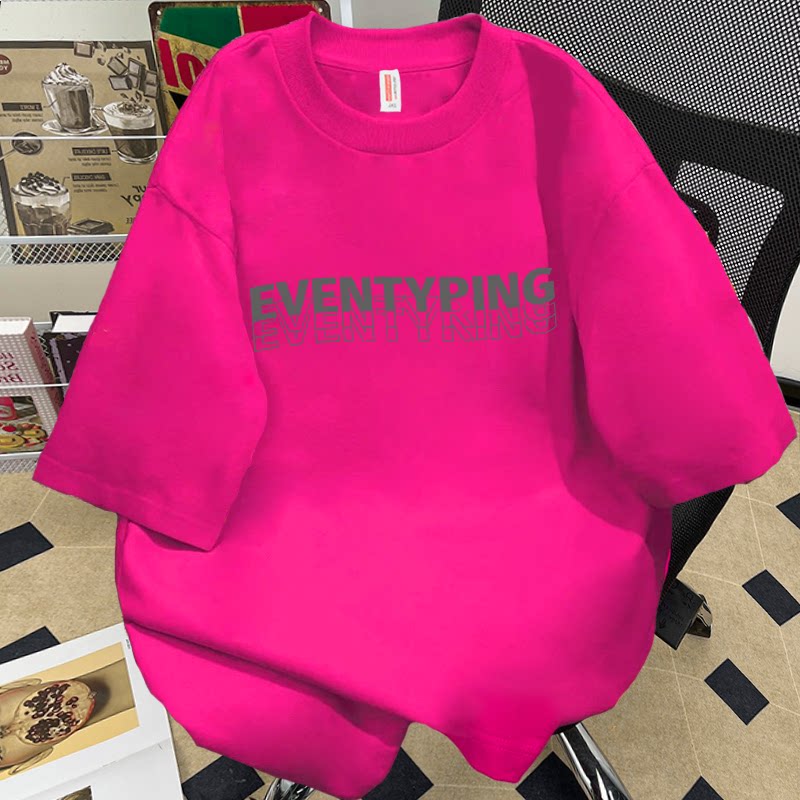 夏季重磅短袖t恤男女潮流宽松纯棉印花青少年男生半袖情侣体恤衫