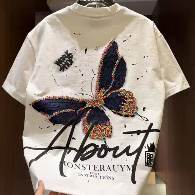 潮牌男士纯棉短袖t恤男时尚修身圆领上衣印花网红休闲百搭夏季ins