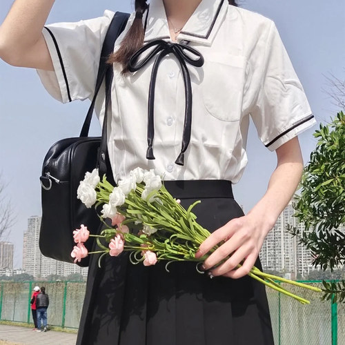 jk制服裙正版套装短袖白衬衫女夏季短上衣学生班服学院风泰国校服