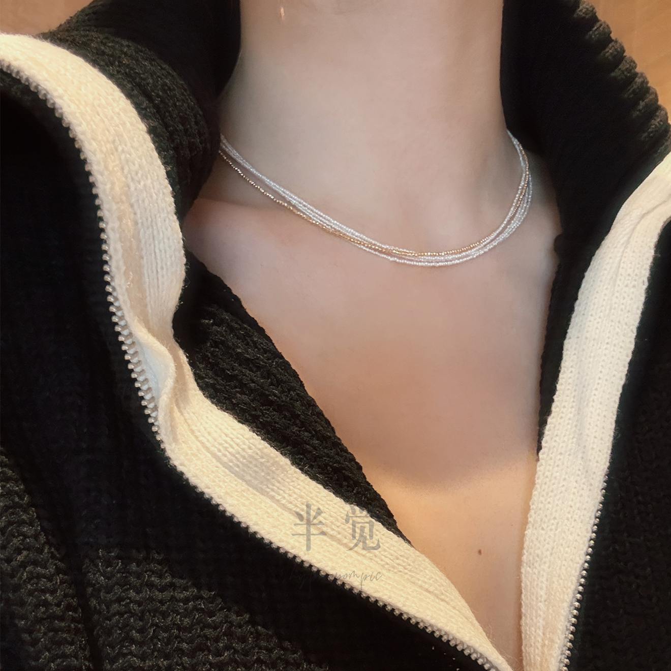 半觉keshi贵妇18k金珍珠项链 流苏气质款精致绝美