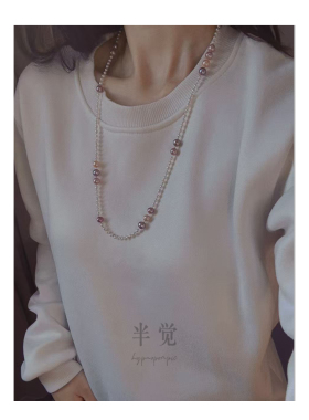 半觉【甜心女王】ssr珠光糖果配色满天星珍珠毛衣链70cm项链