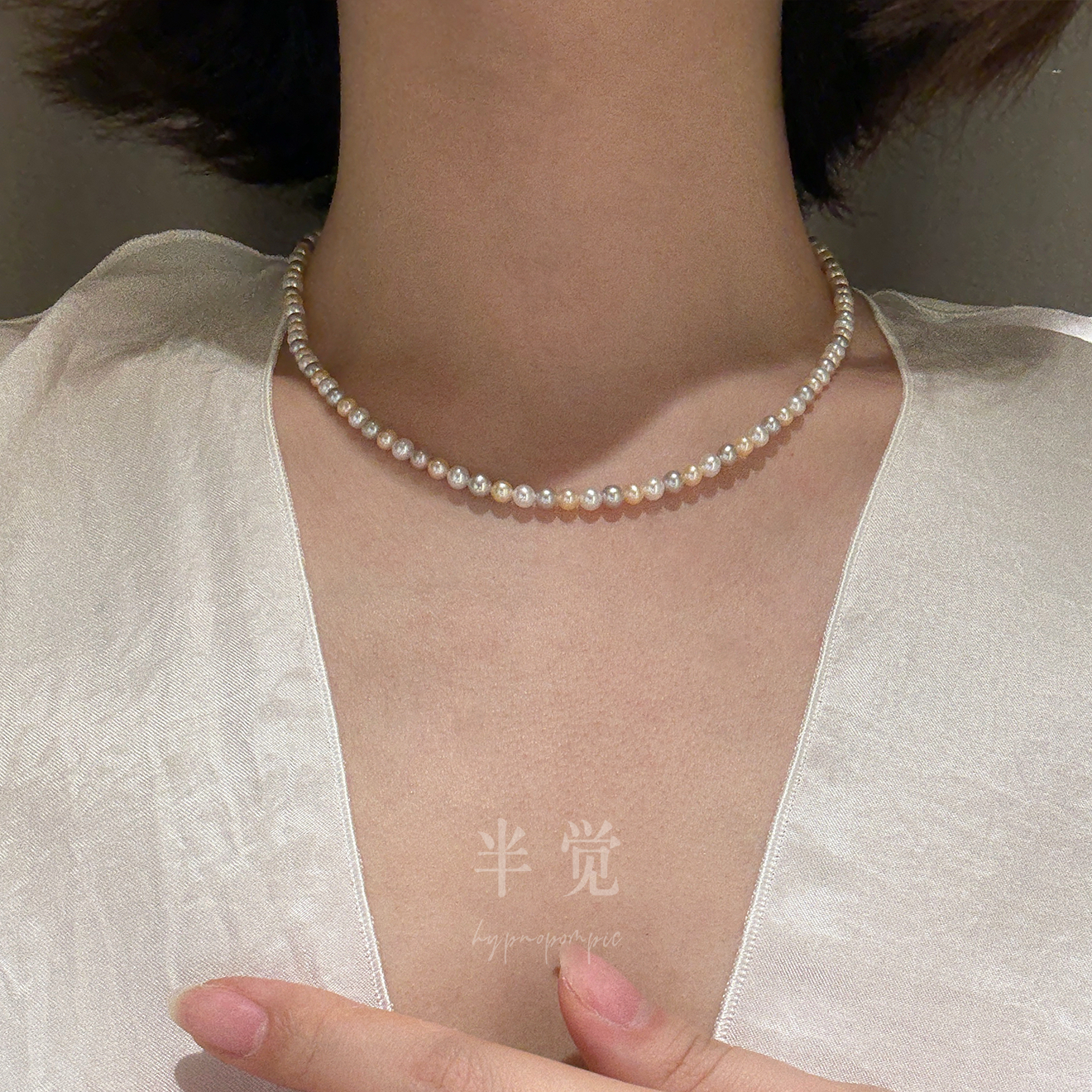 半觉天花板莫兰迪糖果近正圆几乎无暇百搭经典淡水珍珠项链