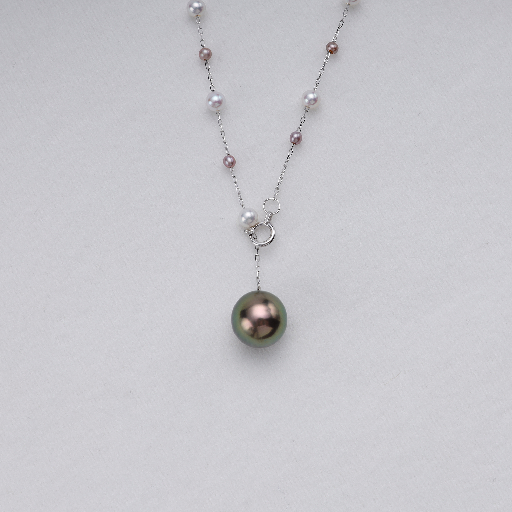 半觉紫白双色满天星加绝色大溪地可调节铂金百搭高级感珍珠项链