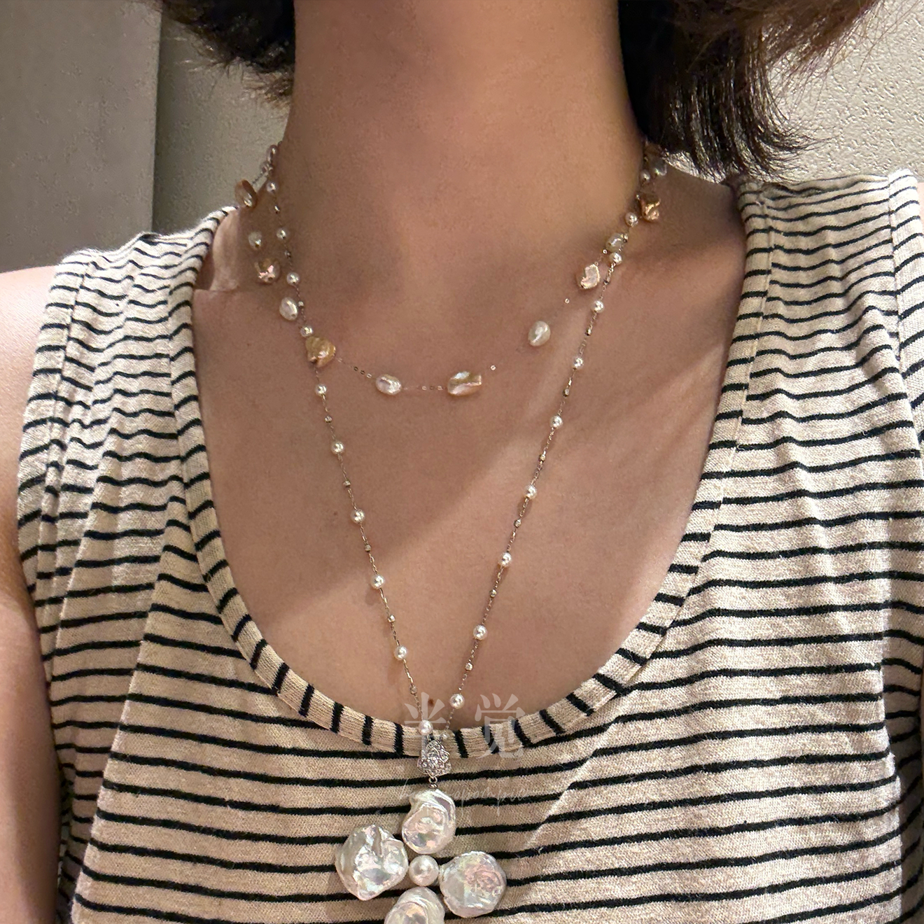 半觉【初云如画】铂金pt900特选keshi炫金银蓝满天星链礼物可开票