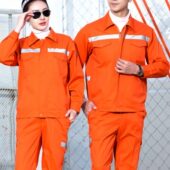 桔黄工作服道路施工带反光条环卫市政养护保洁长袖 男女春秋劳保服