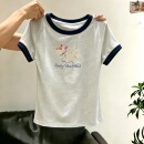 小众设计感撞色正肩短袖t恤女2026夏季新款韩版时尚百搭洋气减龄