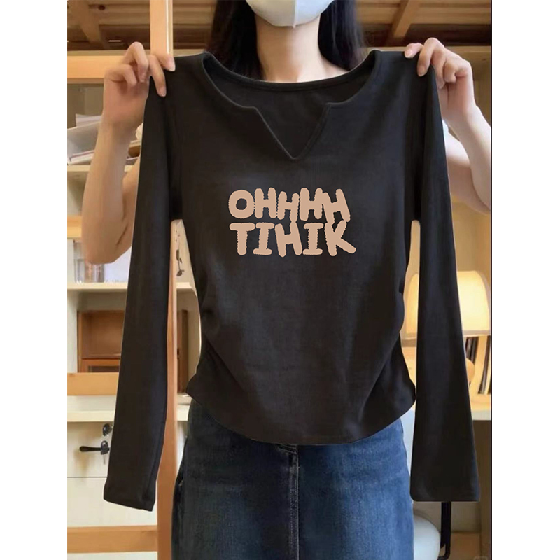 秋装女款2024新款设计感v领褶皱短款内搭独特超好看上衣长袖打底