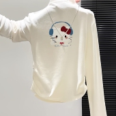 正肩小立领白色内搭德绒加厚打底衫 女半高领秋冬长袖 T恤百搭上衣