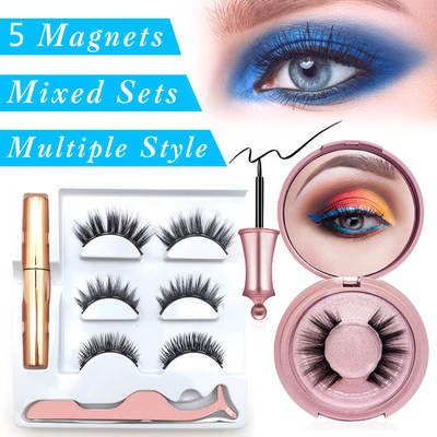新品Magnetic Ejyelashes 5 Magnets Eye Eyeliner Liquid Set No