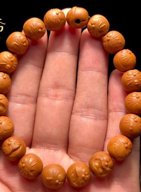 极速猴头手串雕刻野生文玩小核桃A机器猫手链哆啦A梦核雕非桃核橄