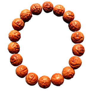 极速财迷龙纹桃核手串男款雕刻z财神弥勒光珠原籽纯野生小桃胡手