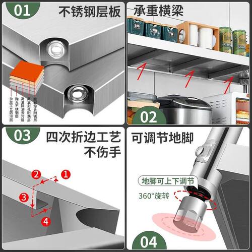 新品厨房不锈钢置物架落地多w层放锅收纳储物架货三层酒店饭店家