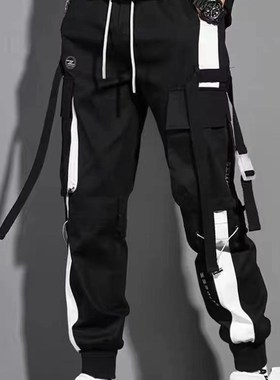极速Classic Streetwear Casual Men Ribbons Harem JoggXing Pan